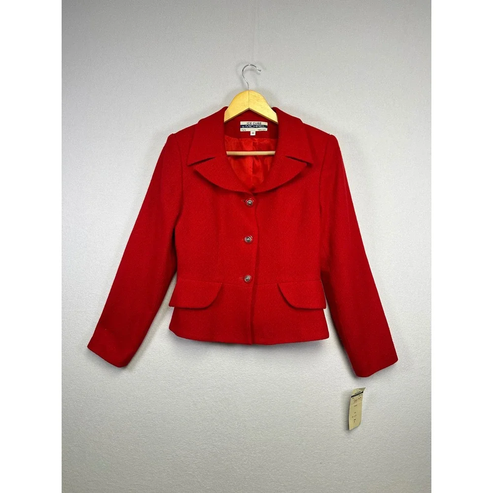 ICE CUBE By MICHAEL Paris New York Vintage  Red Blazer Jacket Size‎ 6 Wool
